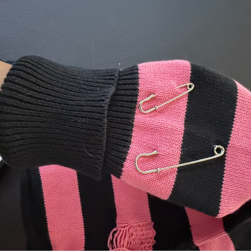 Dolls Kill Pink and Black Striped Leg Warmers - Picture 3 of 5